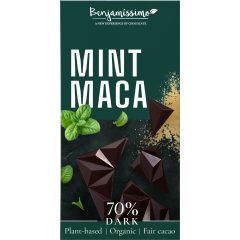   Benjamissimo BIO 70% Étcsokoládé Mentával és Maca gyökérrel 60g